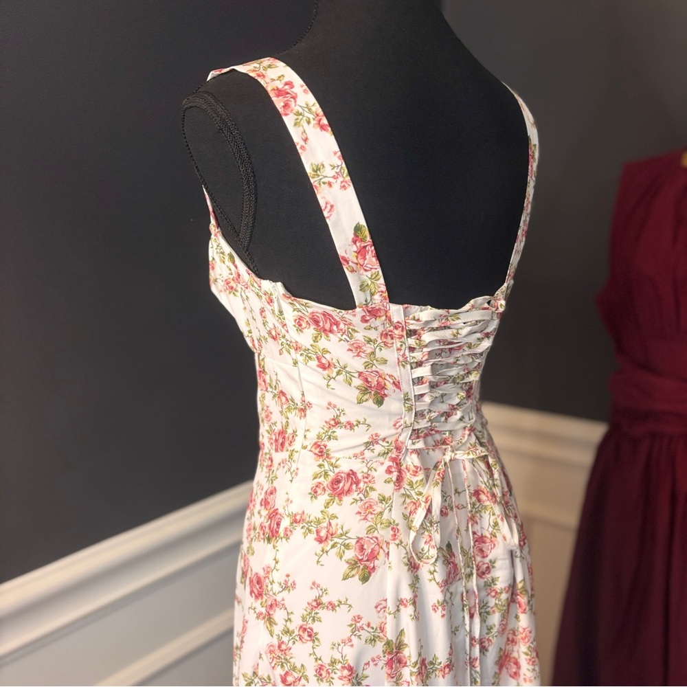 Commense Floral Midi Dress - White and Pink - Picture 8 of 15